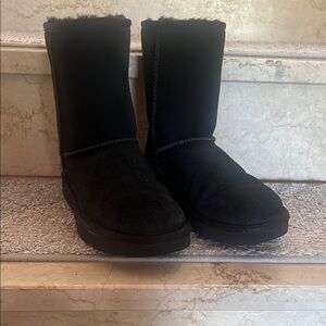 UGG Black Winter Boots Suede Mid-Calf